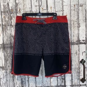 Mens TC surf company red black gray board shorts swimsuit
